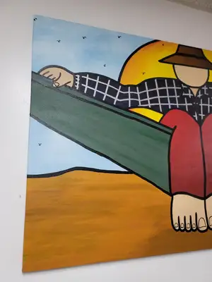 New | in-Stock FalconRestaurantSupply New Walmiru Original Faceless Painting on Canvas - Man in Hammock Rest 36" x 60" Estate & Personal Property Illinois US | Falcon Restaurant Supply #1376728