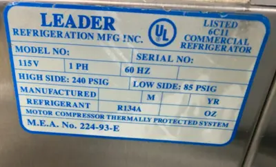 72-0297 Leader HBK48SC Self Contained Full Service Bakery Display Cooler