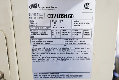 INGERSOLL RAND UP6-5TAS-125 W/DR Rotary Screw & Sliding Vane Air Compressors | Elevation Machine (4)