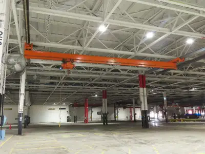 Cleveland Tramrail P&H 3 Ton Single Girder Underhung Bridge Crane 45' 10" Span
