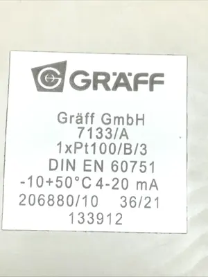 USED GRAFF ROOM TEMPERATURE SENSOR FOR DRY ROOMS