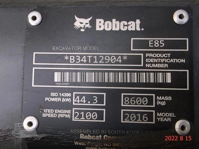 Used 2016 BOBCAT E85 Excavators New York US | Beck Equipment #1506433