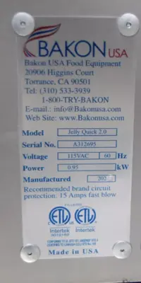 142-0020 Bakon Jelly Quick 2.0 Table Top Bakery Pectin Glaze Sprayer