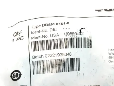U0890-42,DBSM 8151-0 | Turck DBSM 8151-0 Actuator & Sensor Field Wireable Connector M12 5-Pin U0890-42 - New