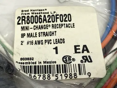 New | in-Stock Woodhead Mini-Change Receptacle 8P Male Straight 2' Bus Bars & Plugs Michigan US | Maverick Industrial Sales #1402252