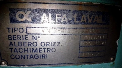 Alfa-Laval VNPX 410 SGD-34 clarifier centrifuge, 316SS.