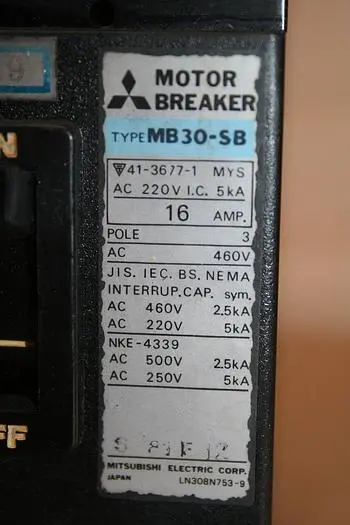 Used MITSUBISHI MB30-SB-16 Circuit Breakers Michigan US | Ideal Machinery #1015588