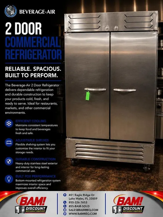 Used BEVERAGE AIR SF2HC-1S Refrigerators Florida US | BAM Discount Restaurant Equipment #1390522