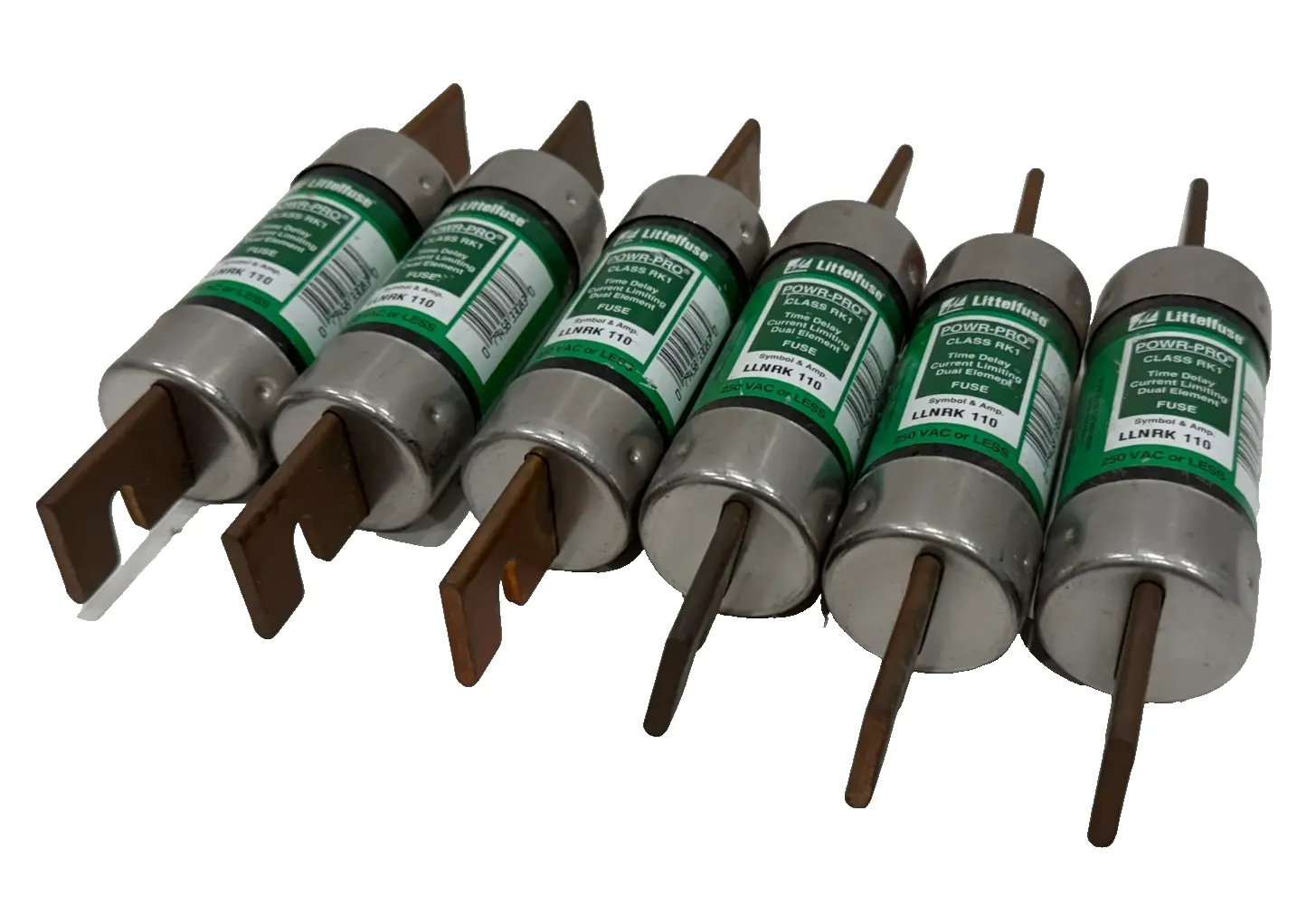 NEW LOT OF 6 LITTELFUSE LLNRK-110 TIME DELAY FUSES LLNRK110