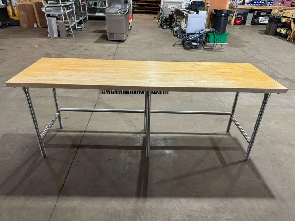 Used Falcon Restaurant Supply, Inc. Used 96"X 30" Table with a 1-3/4" Thick Butcher Block Top- SA Food Prep Tables Illinois US | Falcon Restaurant Supply #1373813