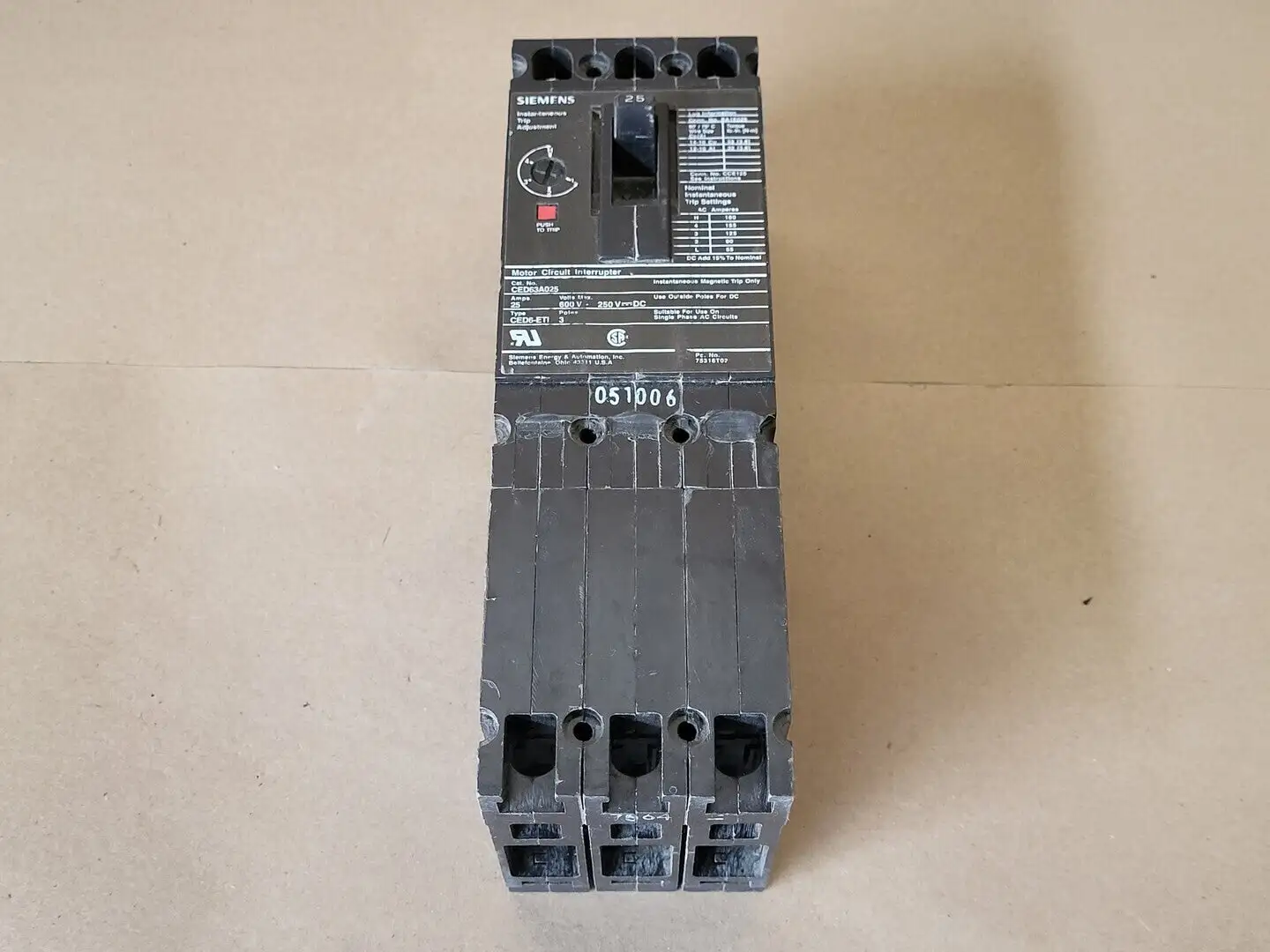 USED SIEMENS CED63A025