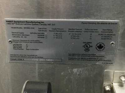 Hardt 4500 Inferno Double Stack 80 Chicken Natural Gas 110v Refurbished!
