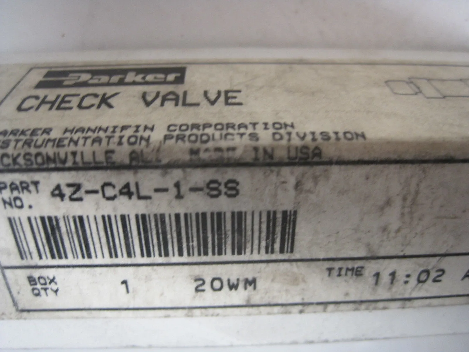 New Parker 4Z-C4L-1-SS Check Valve 4ZC4L1SS