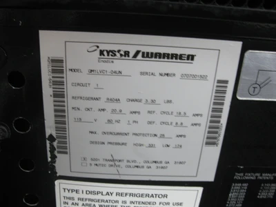 142-0010 Kysor Warren 53" QM1LVC1-04 Self Contained Produce Cooler