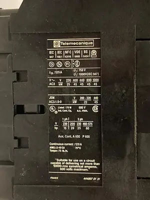 Used TELEMECANIQUE LC1 D9511 Miscellaneous Equipment (Electrical & Power) Ohio US | Surplus Asset Holdings #1245062