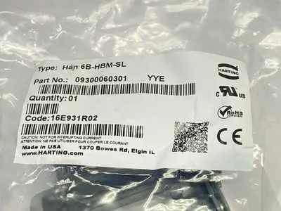 New | in-Stock HARTING Bulkhead Mounted Housing Han 6B-HBM-SL Connector Accessories Michigan US | Maverick Industrial Sales #1487707