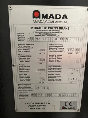 2012 AMADA HFEM2-1303 BRAKES, PRESS, N/C & CNC | Machinery Resources International (7)