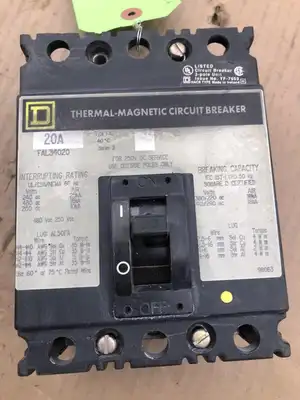 Square D FAL34020 3 Pole 20 Amp Circuit Breaker 480VAC 250VDC
