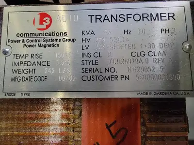 12-Pulse Transformer Assembly, 150kVA Iso + 75kVA Phase-Shift Auto