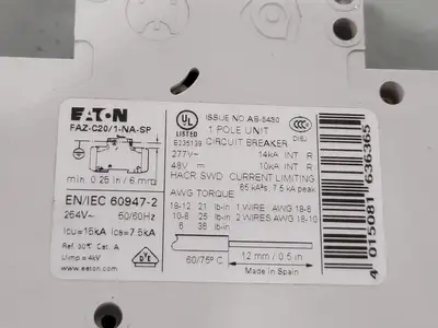 USED EATON FAZ-C20/1-NA-SP