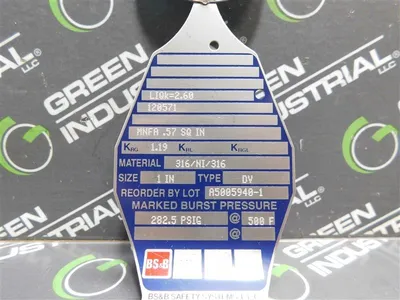 Lot of 5 BS&B Rupture Discs 120571 1" Type DV 282.5 PSIG @ 500°F Krg1.19 New