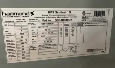 HPS Sentinel G SGA0030DK Transformer | Fahey Machinery Co., Inc. (2)