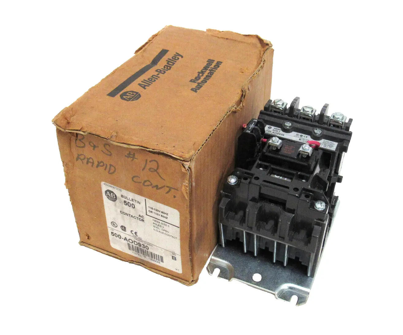 ALLEN BRADLEY 500-AOD930 AC CONTACTOR SIZE 0 SER.B 500AOD930 NEW SURPLUS