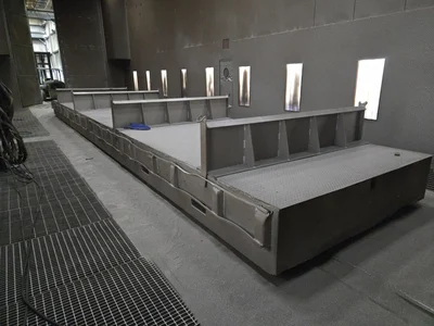 Blast Room w/ (2) Schmidt Pots, Recirc System, Towable Cart, 48 Cell Cartridge Collector (
