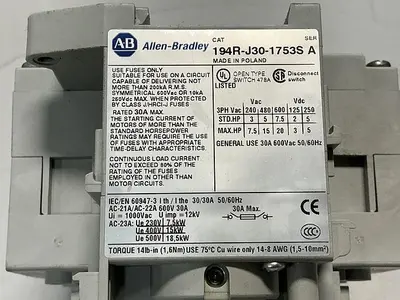 USED ALLEN BRADLEY 194R-J30-1753S SERIES A