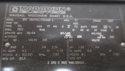 NEW MARATHON ELECTRIC BVF 184TTFL1720AN L