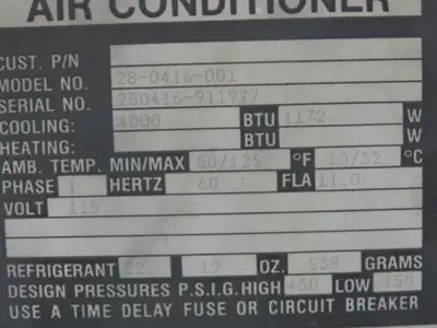 Mclean Midwest 28-0416-001 Electrical Enclosure Air Conditioner AC 4000 BTU 115V