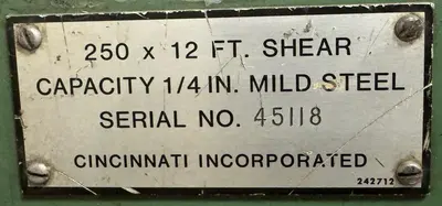 USED CINCINNATI INC 250