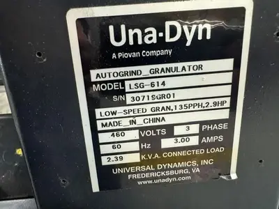 Used UNA-DYN LSG-614 Granulators Massachusetts US | Absolute Machinery #1388410