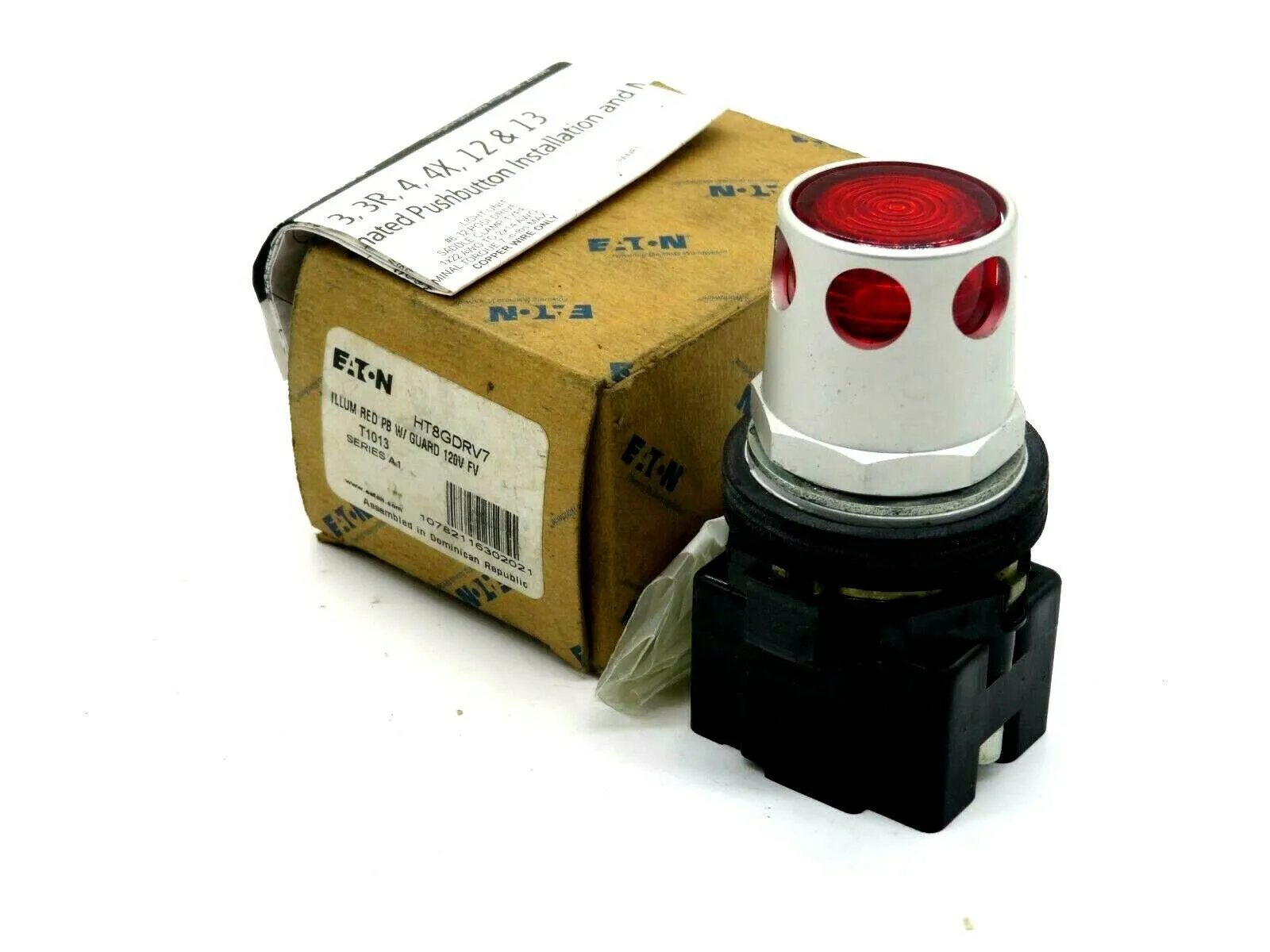 NEW EATON CORPORATION HT8GDRV7 ILLUM RED PB W/ GUARD 120V