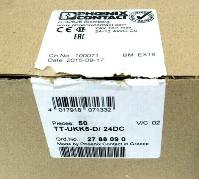 LOT OF 50 NEW PHOENIX CONTACT TT-UKK5-D/24DC TERMINAL BLOCKS 2788090 TTUKK5D24DC