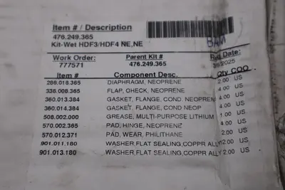 SANDPIPER 476.249.365 KIT-WET HDF3/HDF4 NE NE - NEW - STOCK 4903CC