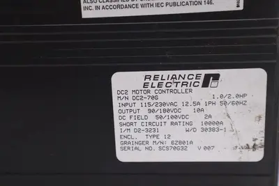 Reliance Electric Drive DC2 Motor Controller DC2-70G 115/230VAC  #4123