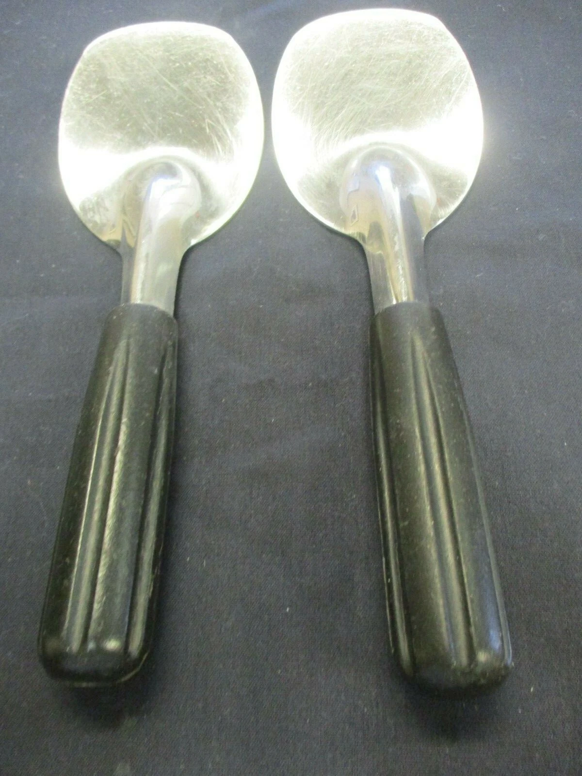Vintage Metal W/Black Handle Ice Cream Spoon