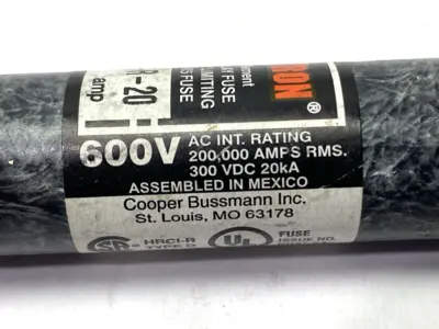 USED FUSETRON TIME-DELAY CURRENT LIMITING FUSE CLASS RK5 600V 20A SHELFWARE