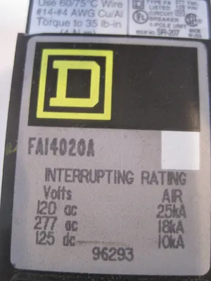 SQUARE D FAI4020A CIRCUIT BREAKER