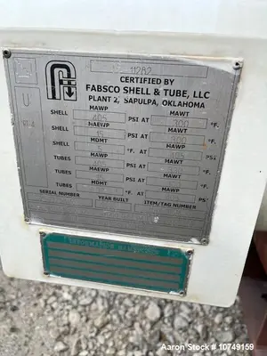 Fabsco Shell and Tube Heat Exchanger, 299 Square Foot