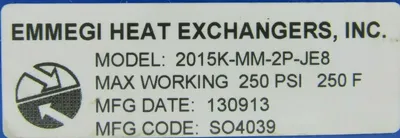 NEW EMMEGI 2015K-MM-2P-JE8 HEAT EXCHANGER 2015KMM2PJE8