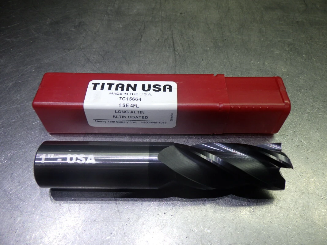 Titan USA 1" 4 Flute Carbide SQ Veri Helix Endmill TC15664 (LOC3118A)