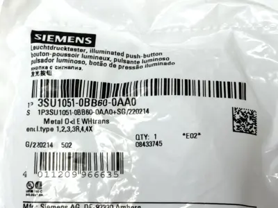 New | in-Stock Siemens Illuminated Push Button White 22mm Relays & Switches Michigan US | Maverick Industrial Sales #1390901