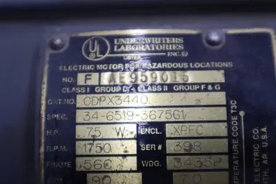 UNDERWRITERS LABORATORIES CDPX3440 H.P 75W R.P.M 1750 STOCK M-69