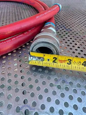 USED SWAGELOK PUSH ON 124" FLAME RESISTANT HOSE 3/4” 300PSIG W/ QUICK RELEASE FITTING