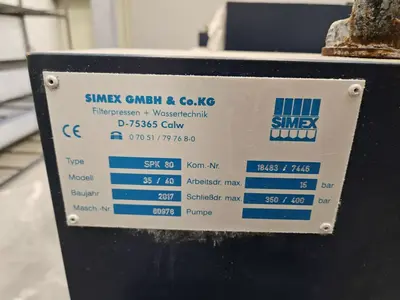 2017 SIMEX SPK80 35/40 Filter Presses | Mohawk Machinery (6)