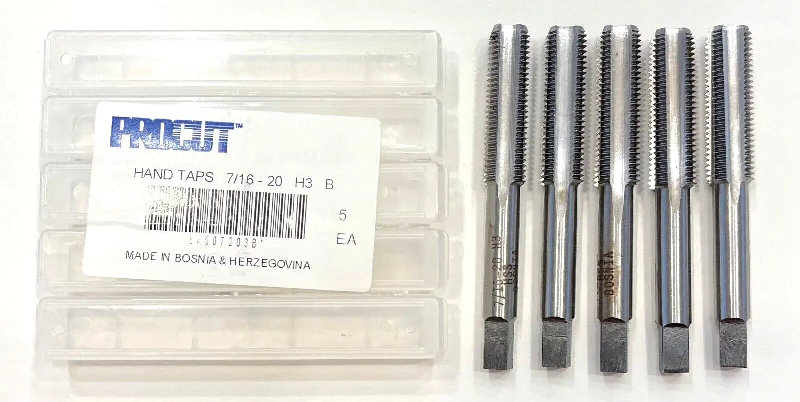 ProCut 7/16-20 Tap HSS Hand Taps H3 Bottoming 4 Flute 5 Pack