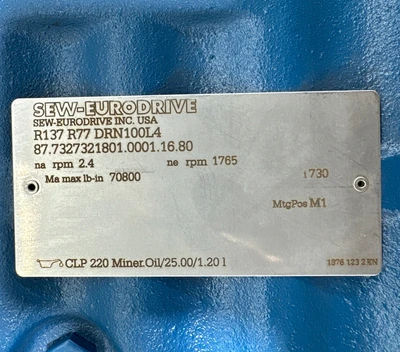New | in-Stock SEW-EURODRIVE R137 R77 DRN100L4 Motors (misc) Indiana US | J&J Industrial Supply #1300191