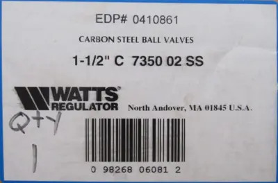 NEW WATTS 1-1/2"-C-7350-02-SS BALL VALVE 0410861 C7350